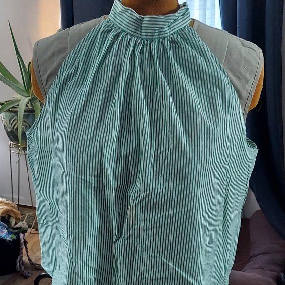 J by J. Crew green stripped sleeveless shirt